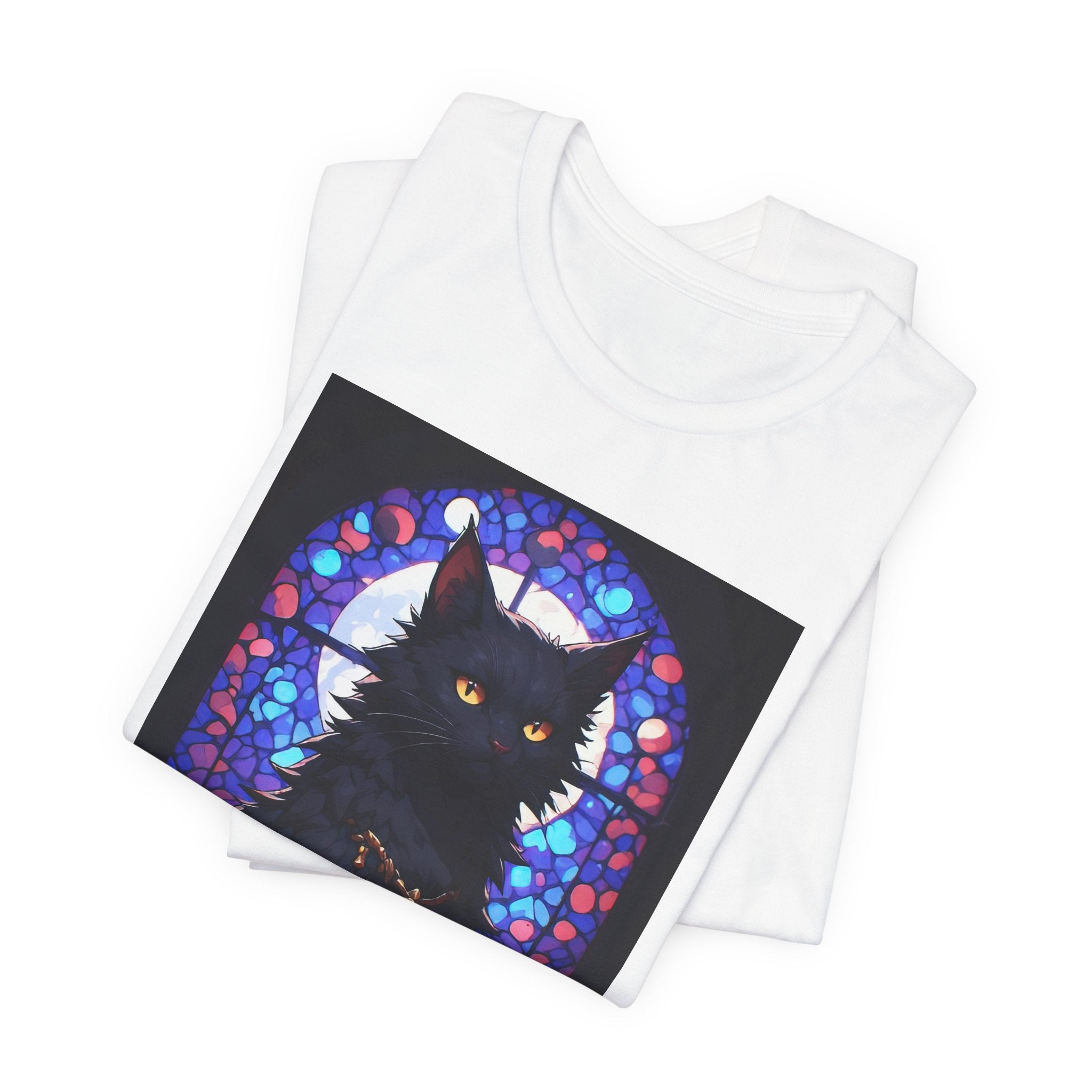 Black Cat Stained Glass T-Shirt