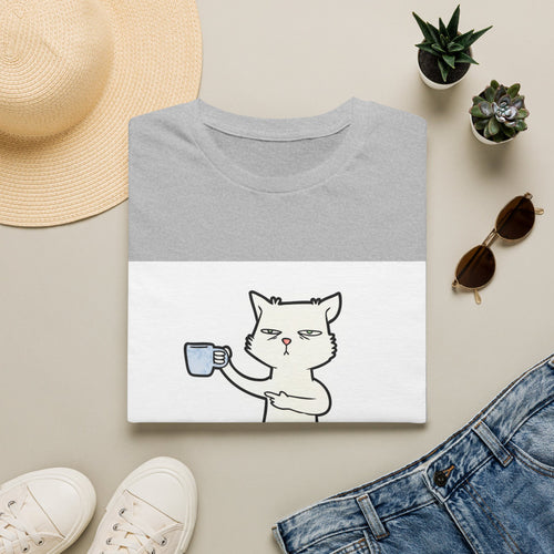 Cat with Coffee T‑Shirt — "First I Drink The Coffee, Then I Do The Things" Cute Lazy Cat Tee