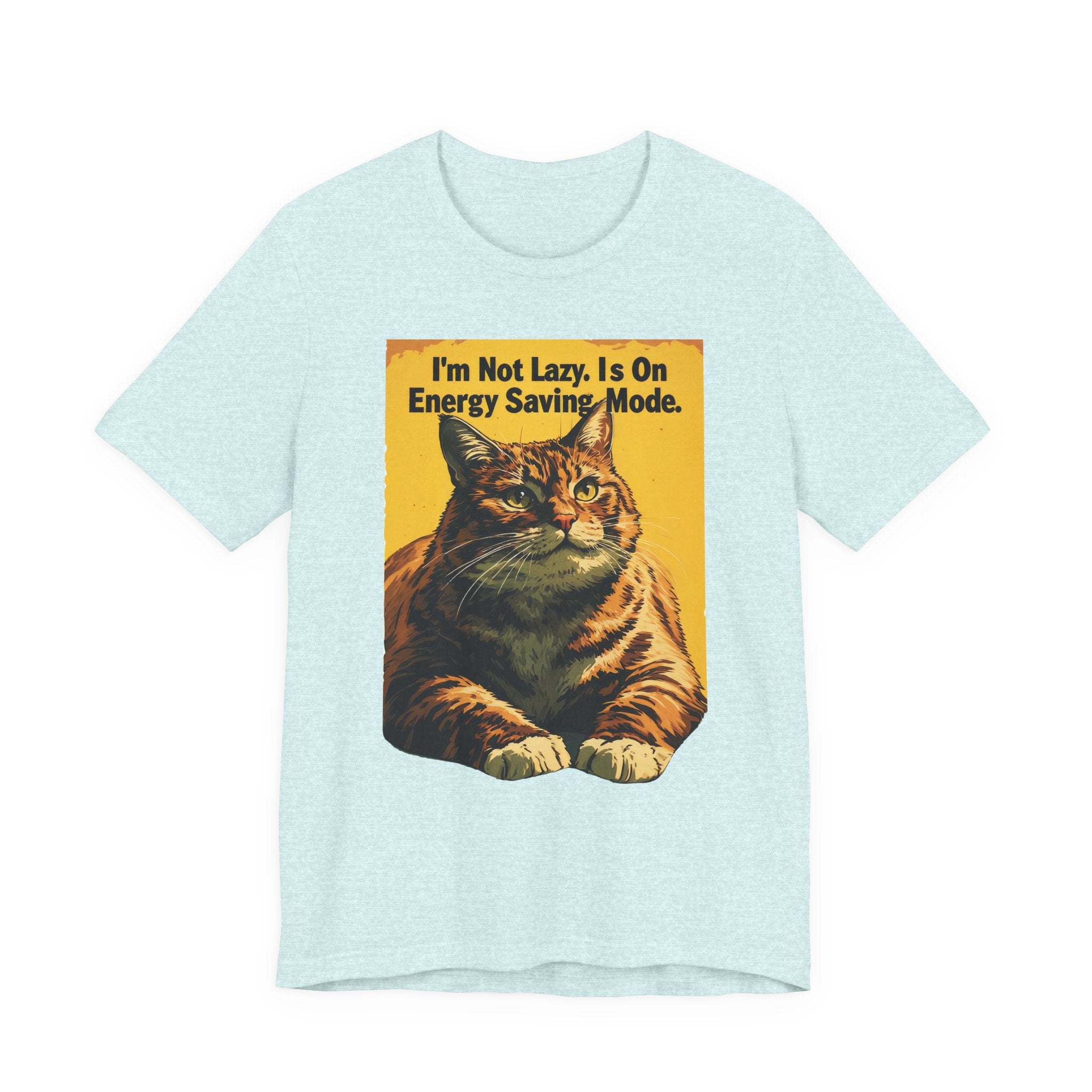Energy Saving Mode Cat T-Shirt – "I'm Not Lazy" Retro Cat Graphic Tee