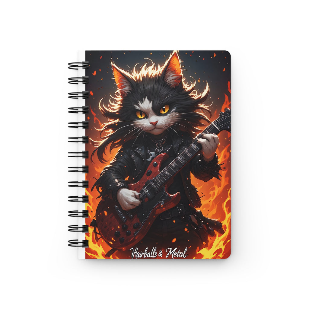 Rock Cat Spiral Notebook — 'Hairballs & Metal' Guitarist Journal