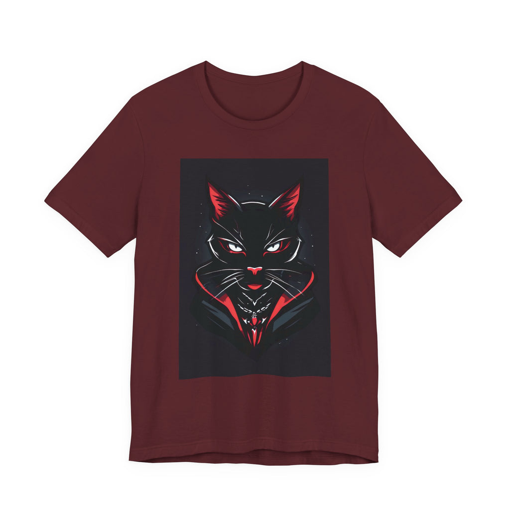 Black Cat Vampire Graphic Tee — Gothic Halloween Horror T-Shirt