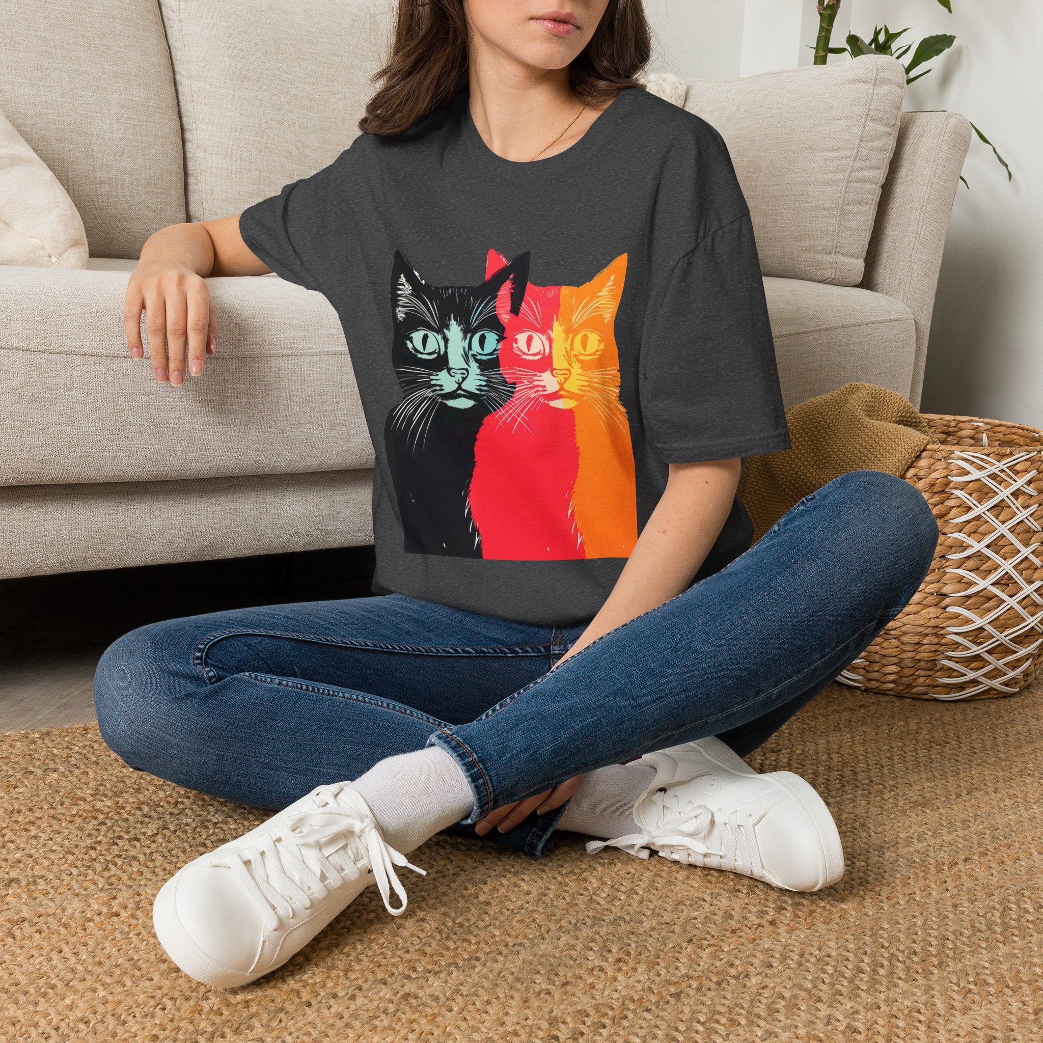 Cat Trio Pop Art T-Shirt — Colorful Retro Feline Graphic Tee