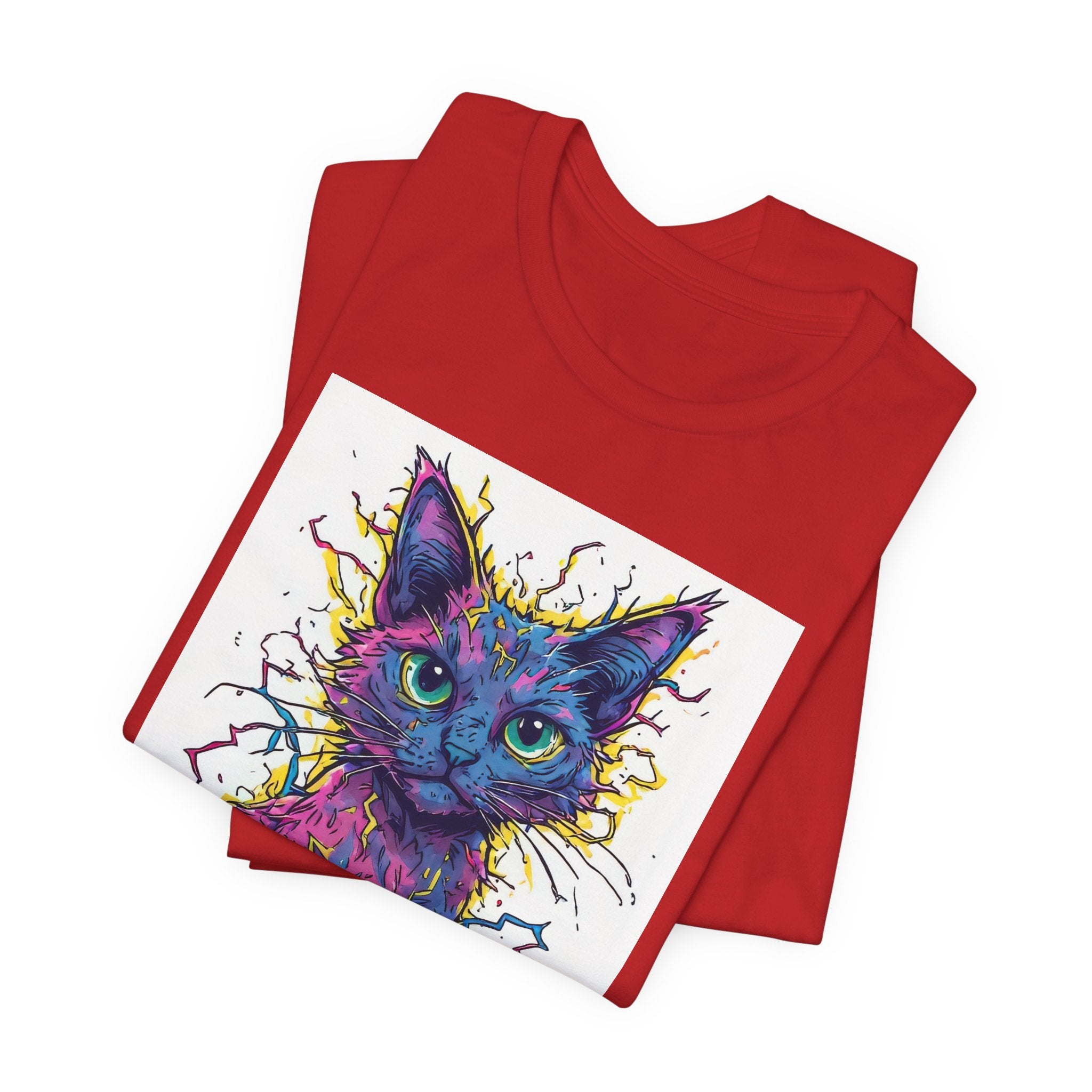 Psychedelic Cat T-Shirt — Colorful Neon Kitten Art Tee