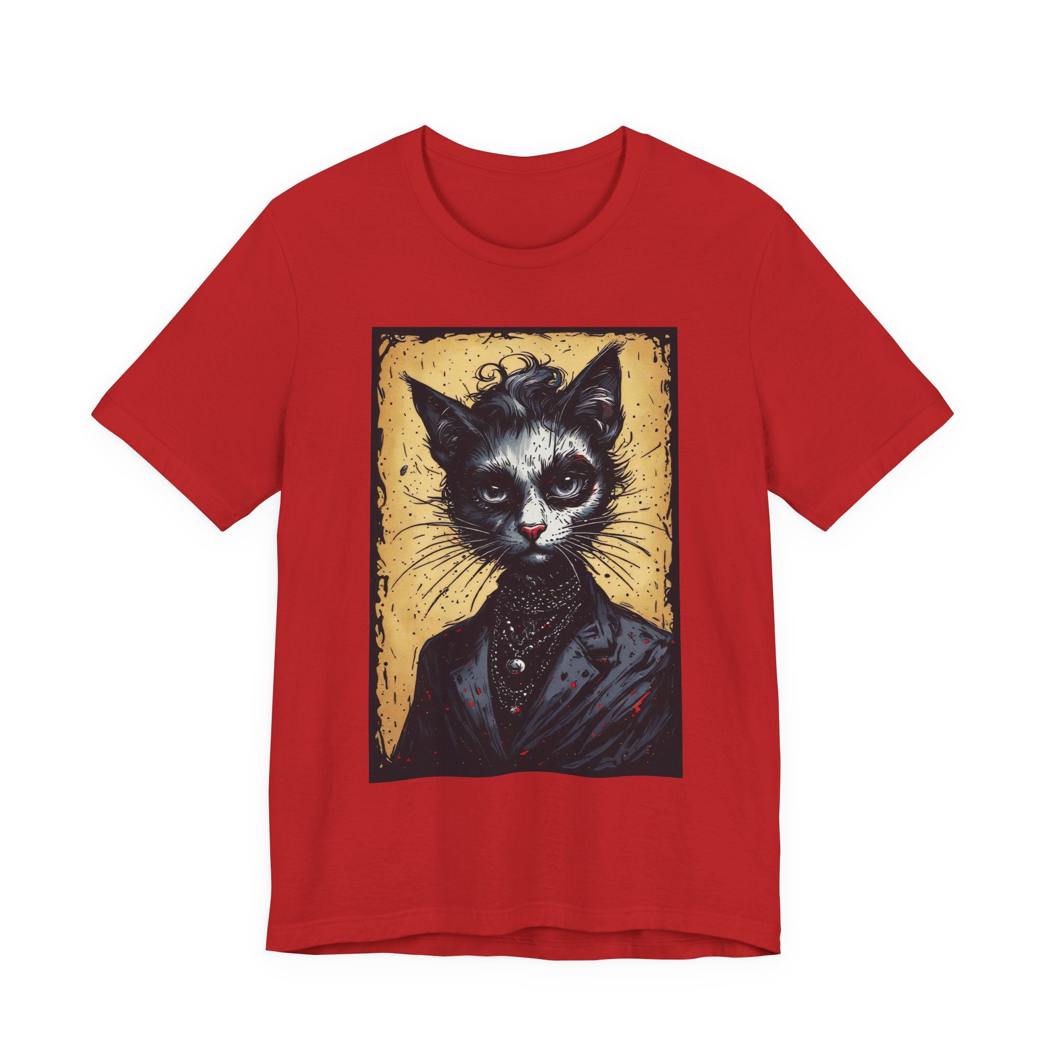 Gothic Portrait Cat T-Shirt – Vintage Dark Kitty Art Tee