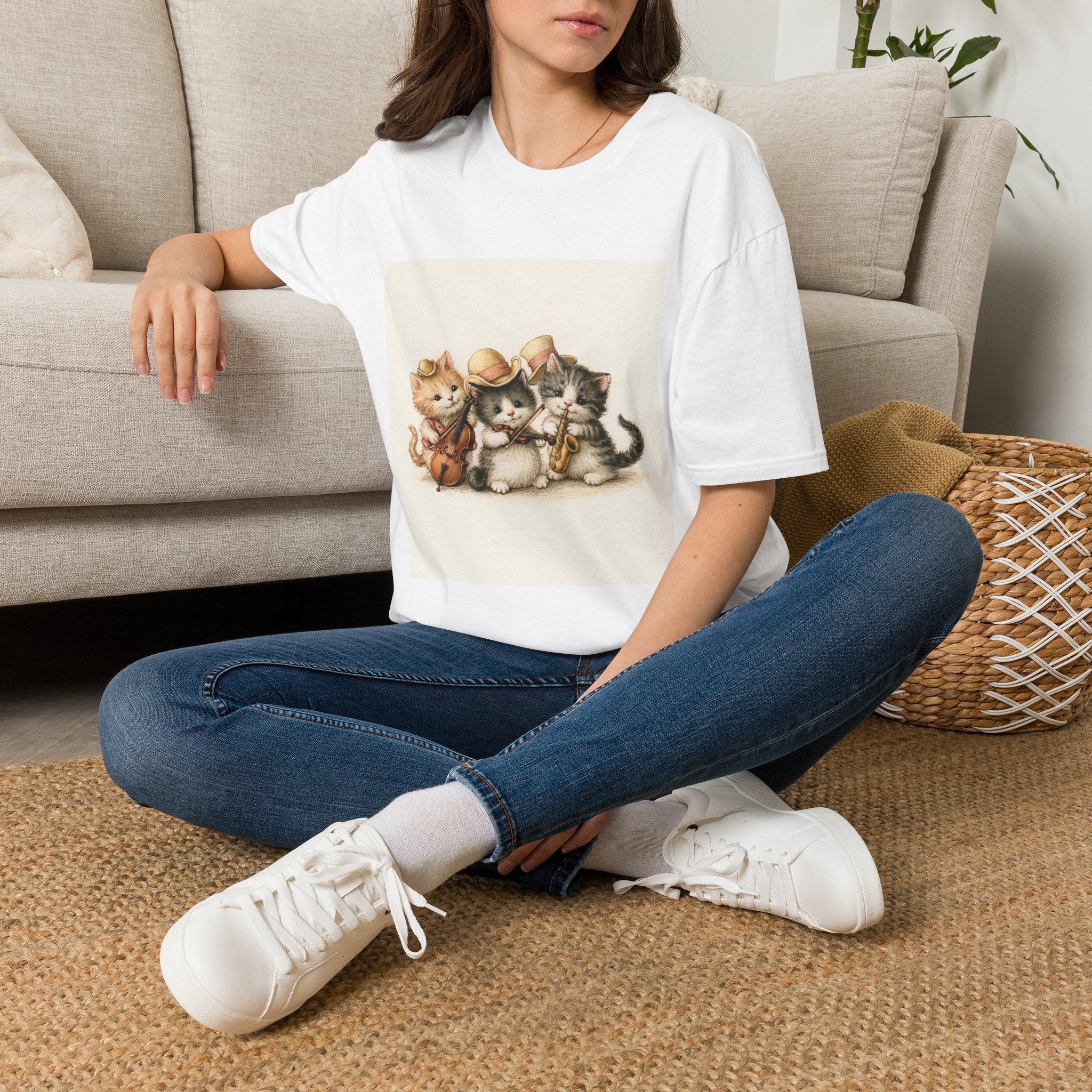 Cute Coffee Cats T‑Shirt — Wide‑Eyed Black & Ginger Kittens Graphic Tee