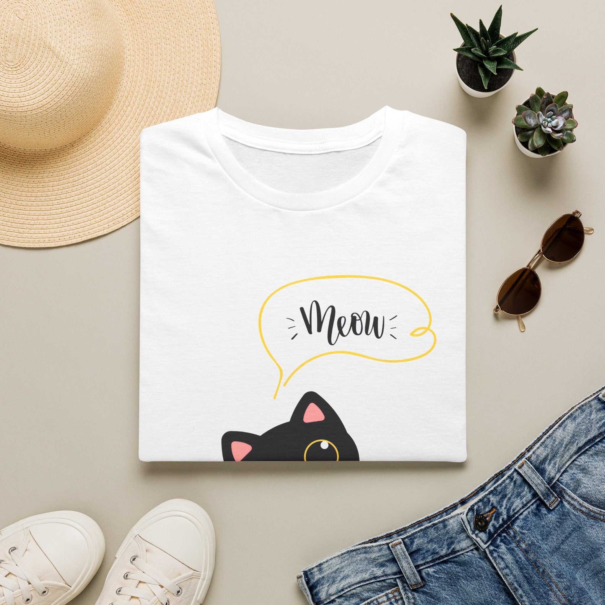Meow Black Cat Tee — Cute Cat Graphic T-Shirt