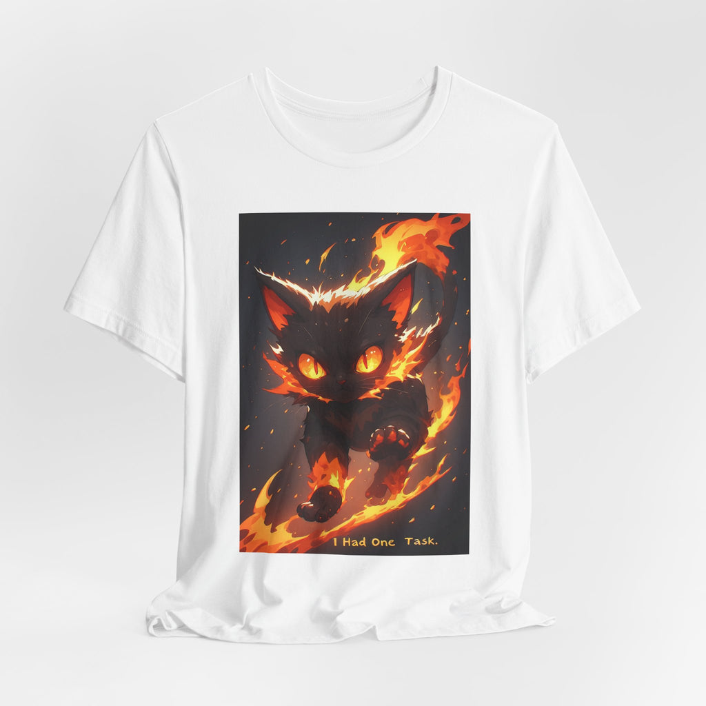 Flame Kitten Graphic Tee — Fiery Cat Illustration T-Shirt