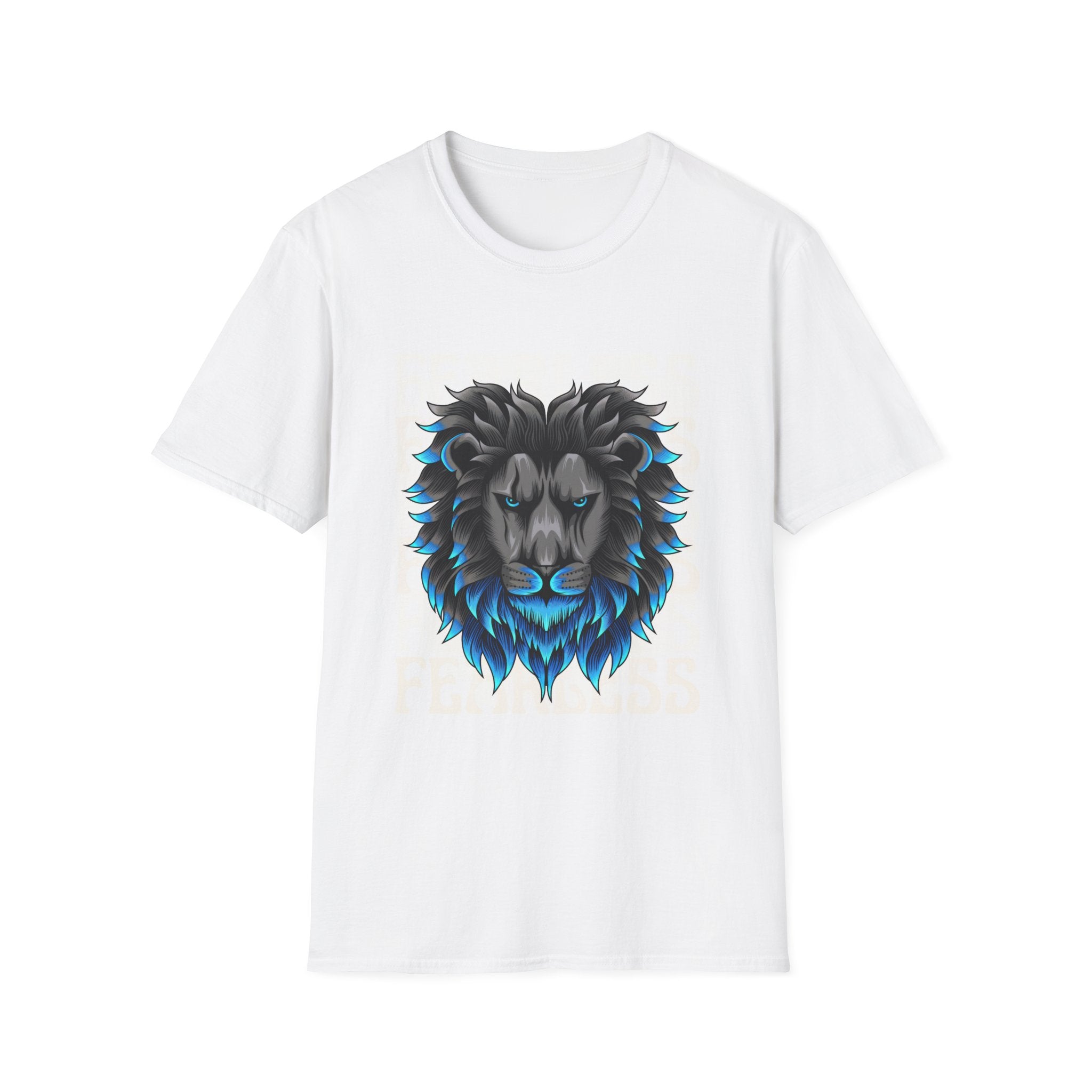Lion Head T-Shirt — Bold Black & Blue Graphic Tee