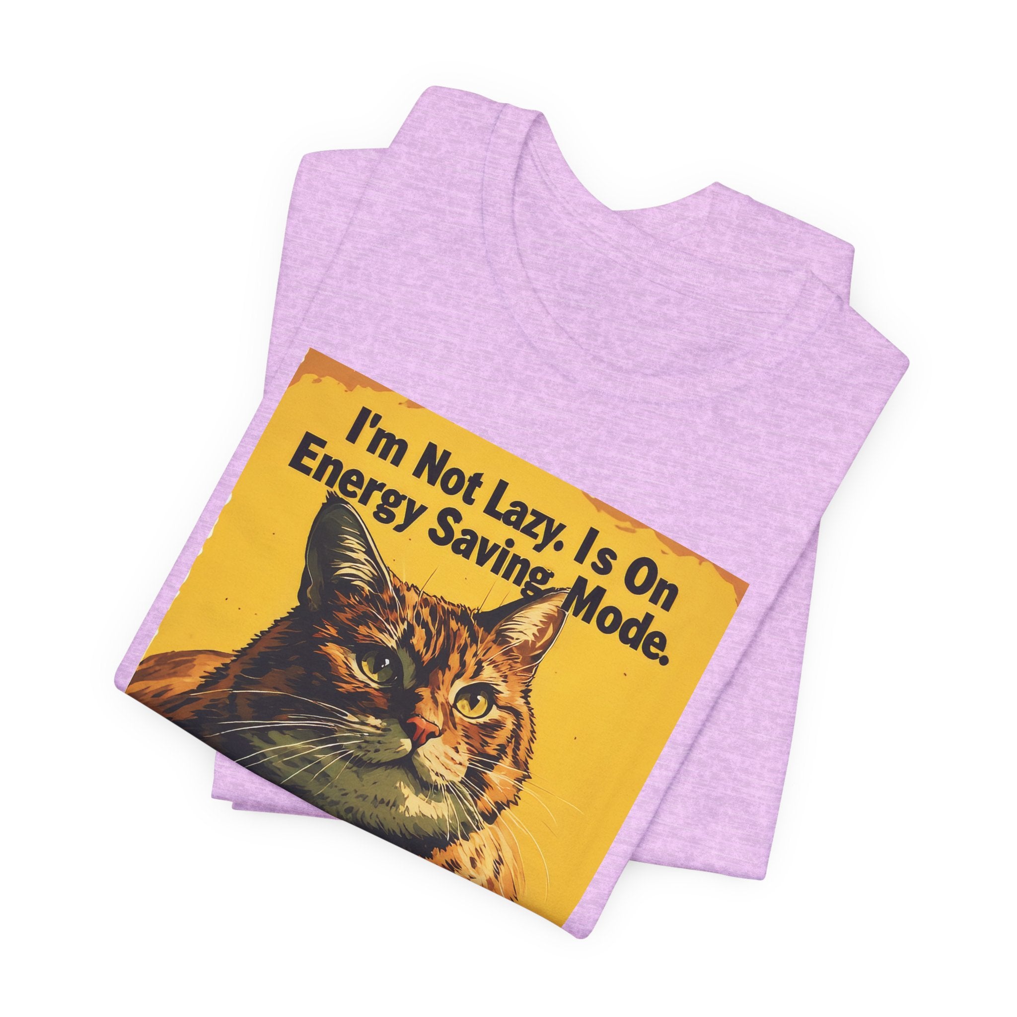Energy Saving Mode Cat T-Shirt – "I'm Not Lazy" Retro Cat Graphic Tee