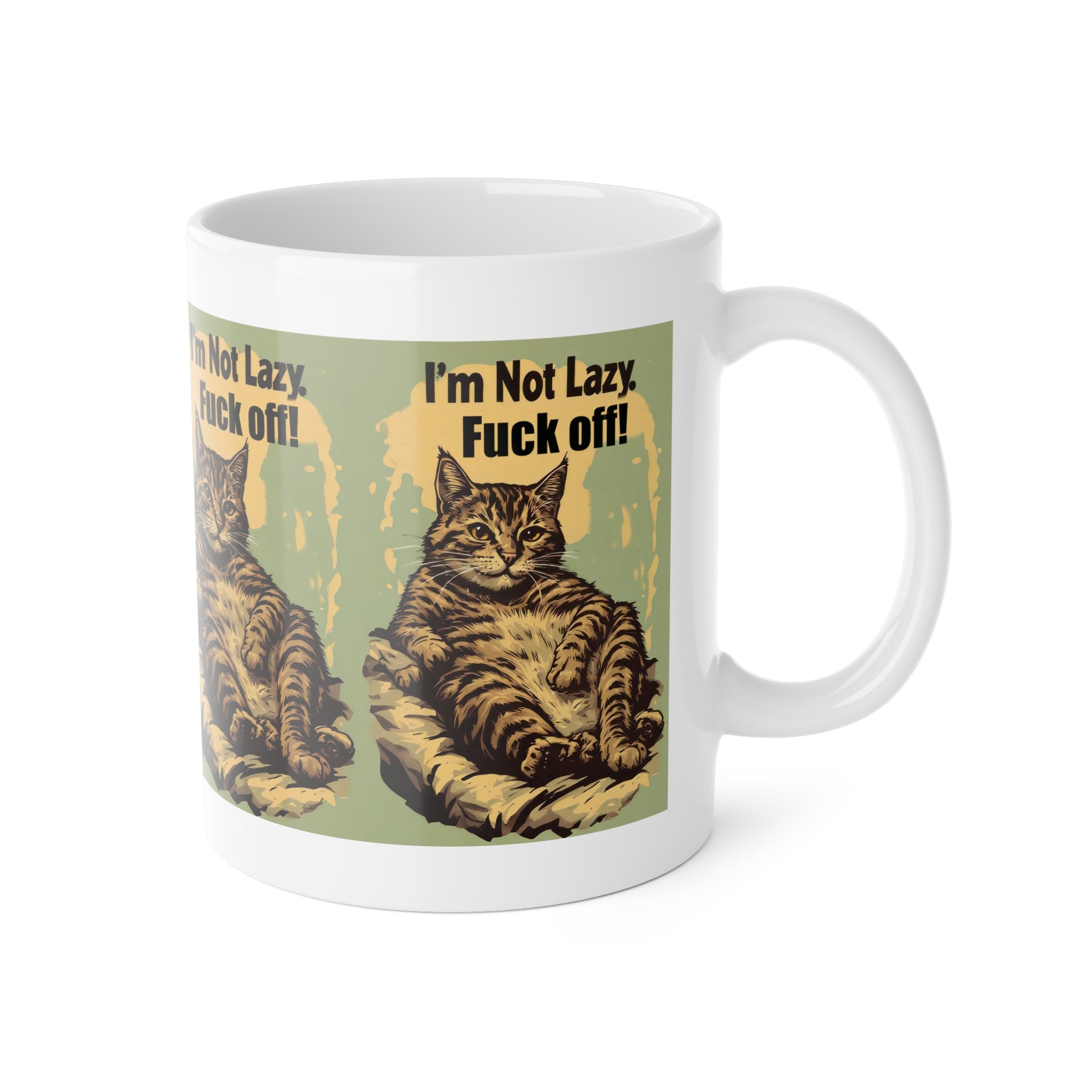 Ceramic Mug — "I'm Not Lazy, Fuck Off!" Grumpy Cat Coffee Mug