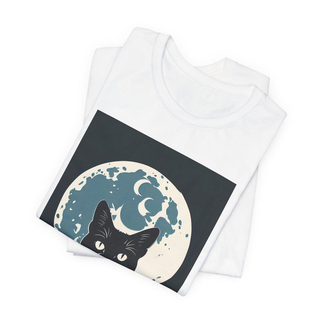 Black Cat Moon Tee — Vintage Crescent Moon Cat Graphic T‑Shirt