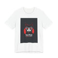Sacrificial Cat Graphic Tee — Red & Black Retro Cat Portrait T-Shirt