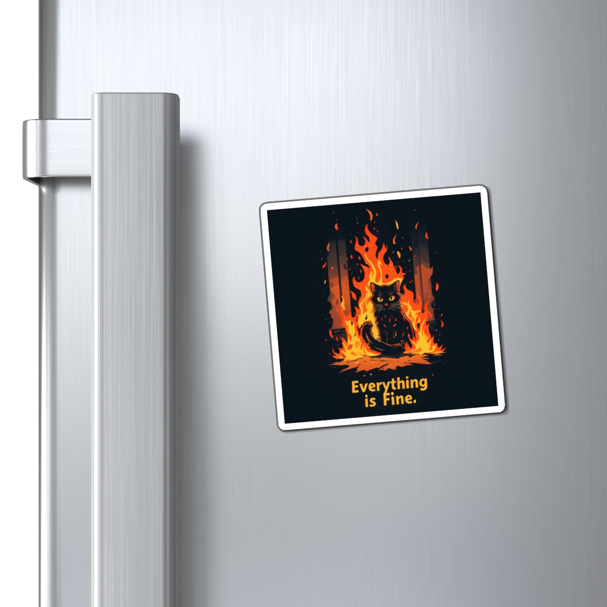 Everything Is Fine Cat Magnet — Funny Flaming Cat Refrigerator Sticker