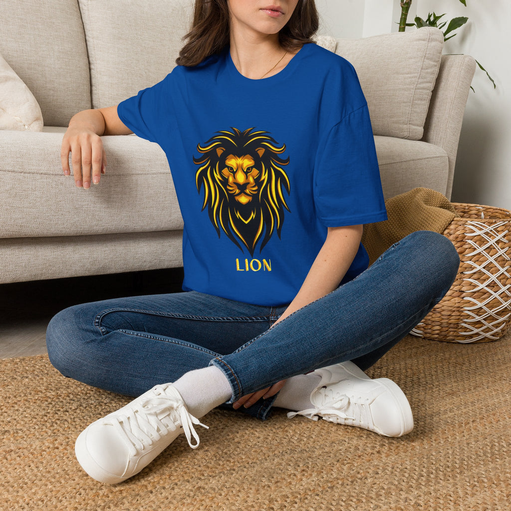 Lion Graphic T-Shirt — Bold Golden Lion Illustration Tee