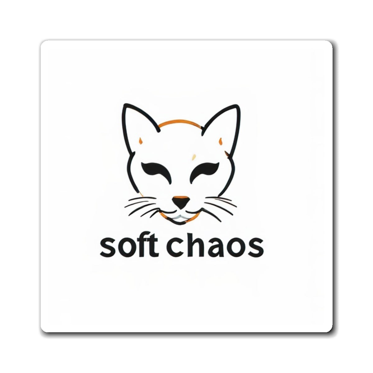 Soft Chaos Cat Magnet — Cute Minimalist Cat Face Fridge Magnet