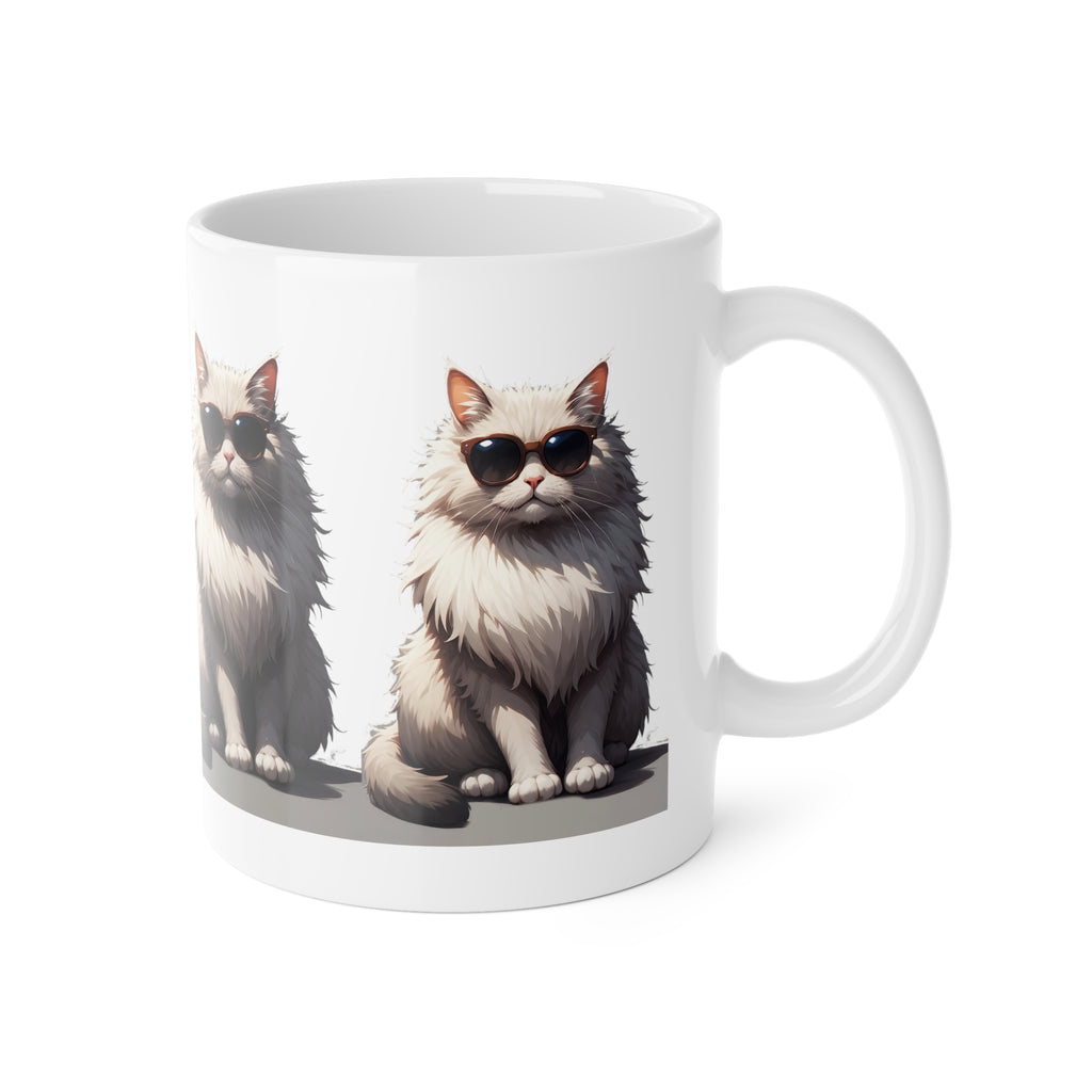 Cool Cats Sunglasses Mug — Cute Fluffy Cat Coffee Cup, Gift for Cat Lovers