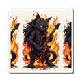 Flaming Rock Cat Magnet — Heavy Metal Guitar Kitty Refrigerator Magnet