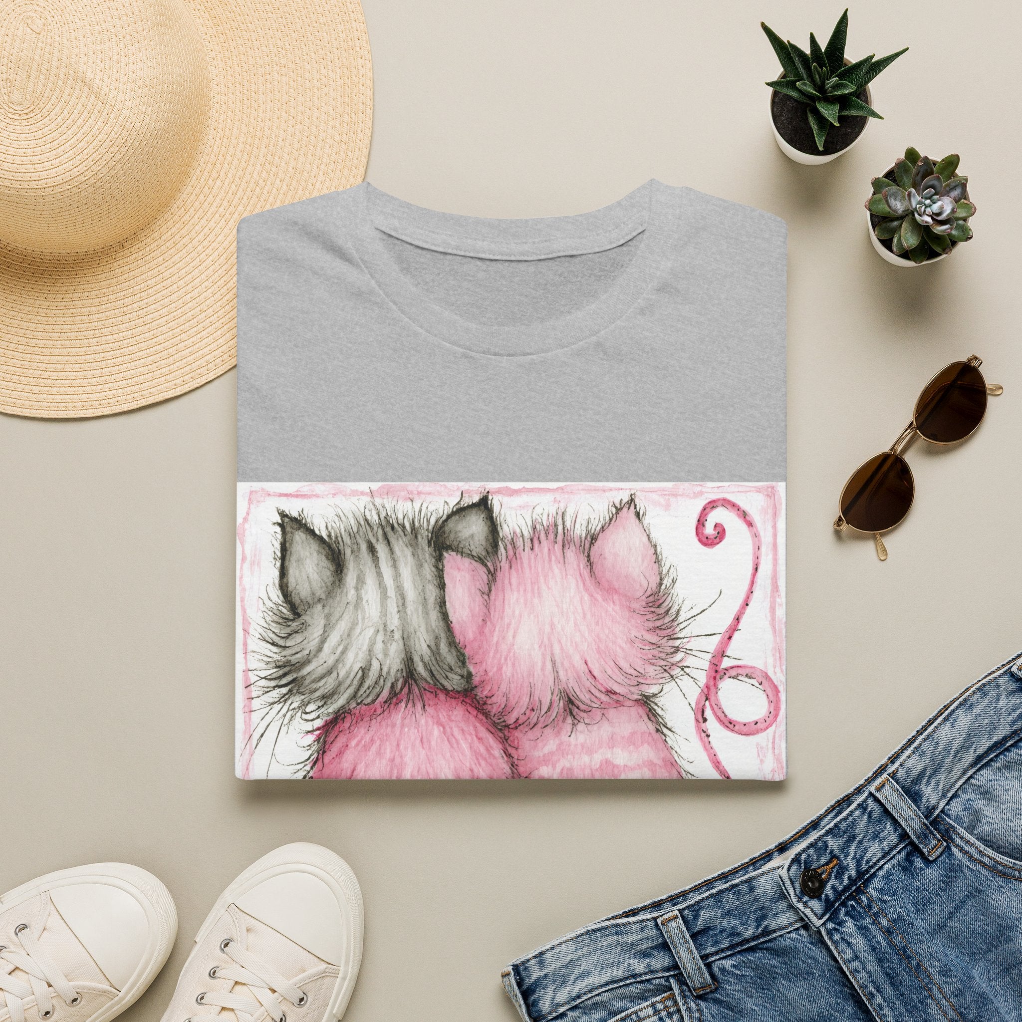 Pink & Gray Kittens Tee - Cute Cat Couple T-Shirt, Cozy Pet Lover Gift
