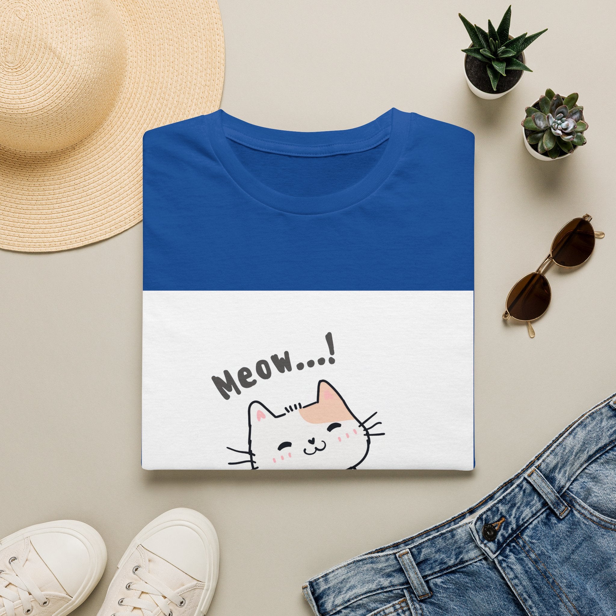 Cat Meow T-Shirt — Cute Cartoon Kitty Graphic Tee