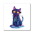 Cyberpunk Cat Magnet — Neon Sci‑Fi Kitten Refrigerator Magnet