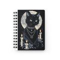 Witchy Black Cat Spiral Journal — Moonlit Cat with Candles Notebook