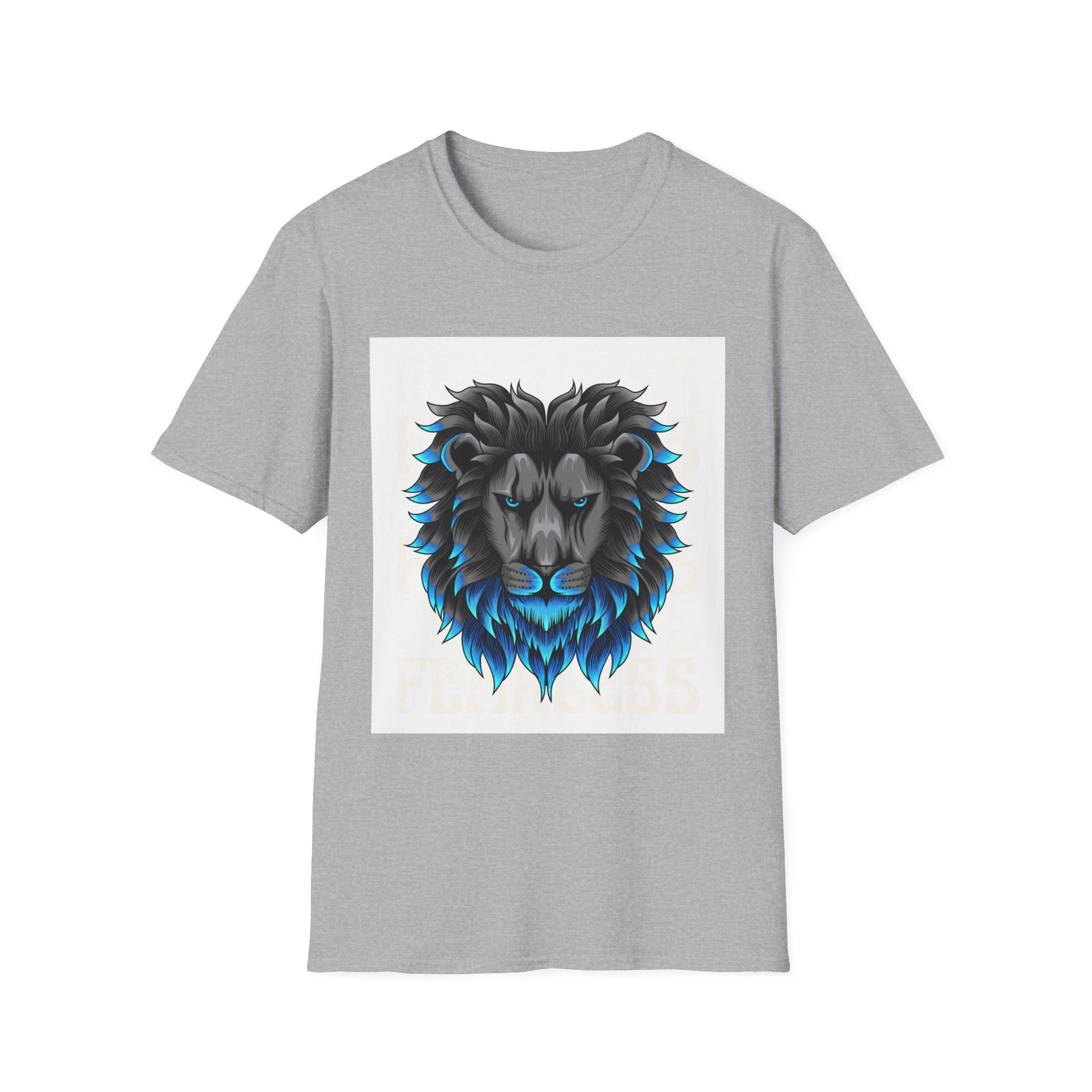 Lion Head T-Shirt — Bold Black & Blue Graphic Tee