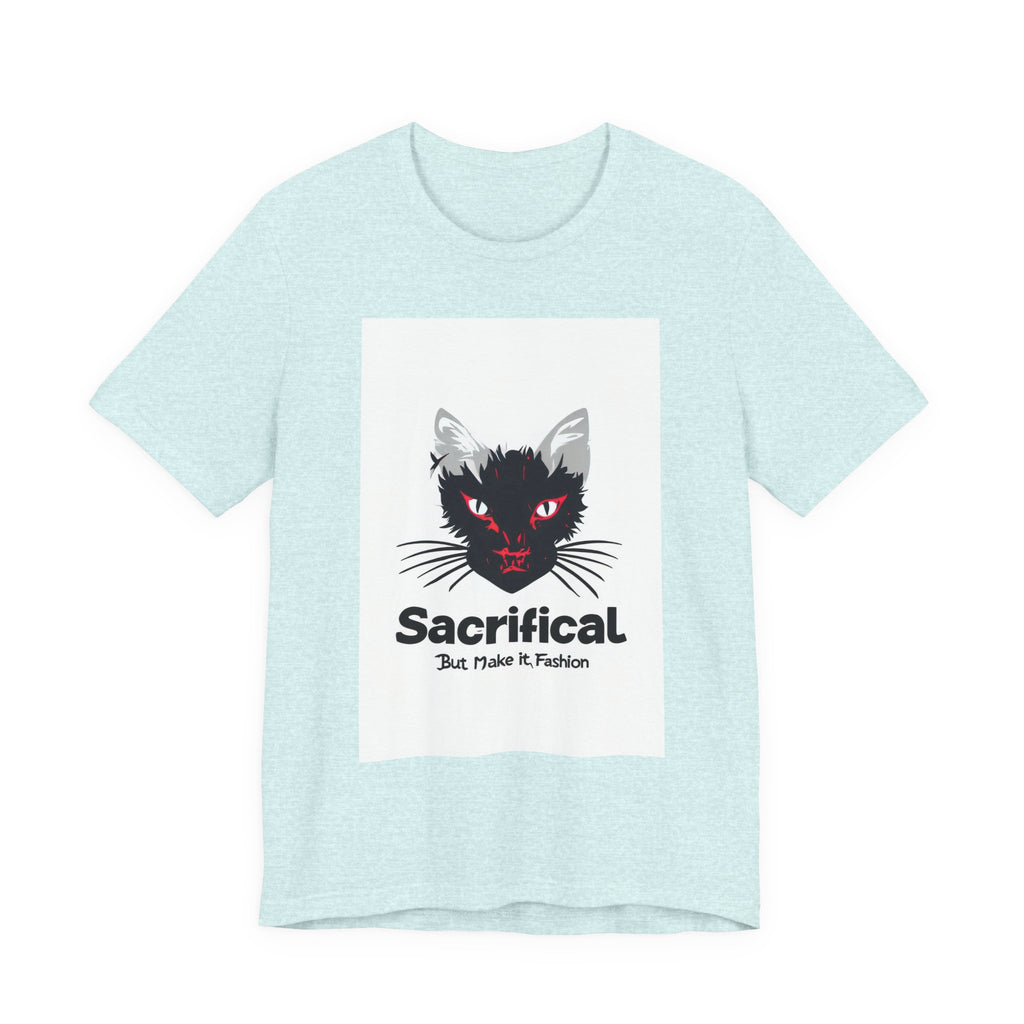 Sacrificial Cat T-Shirt — Red-Eyed Black Cat "Sacrificial" Graphic Tee