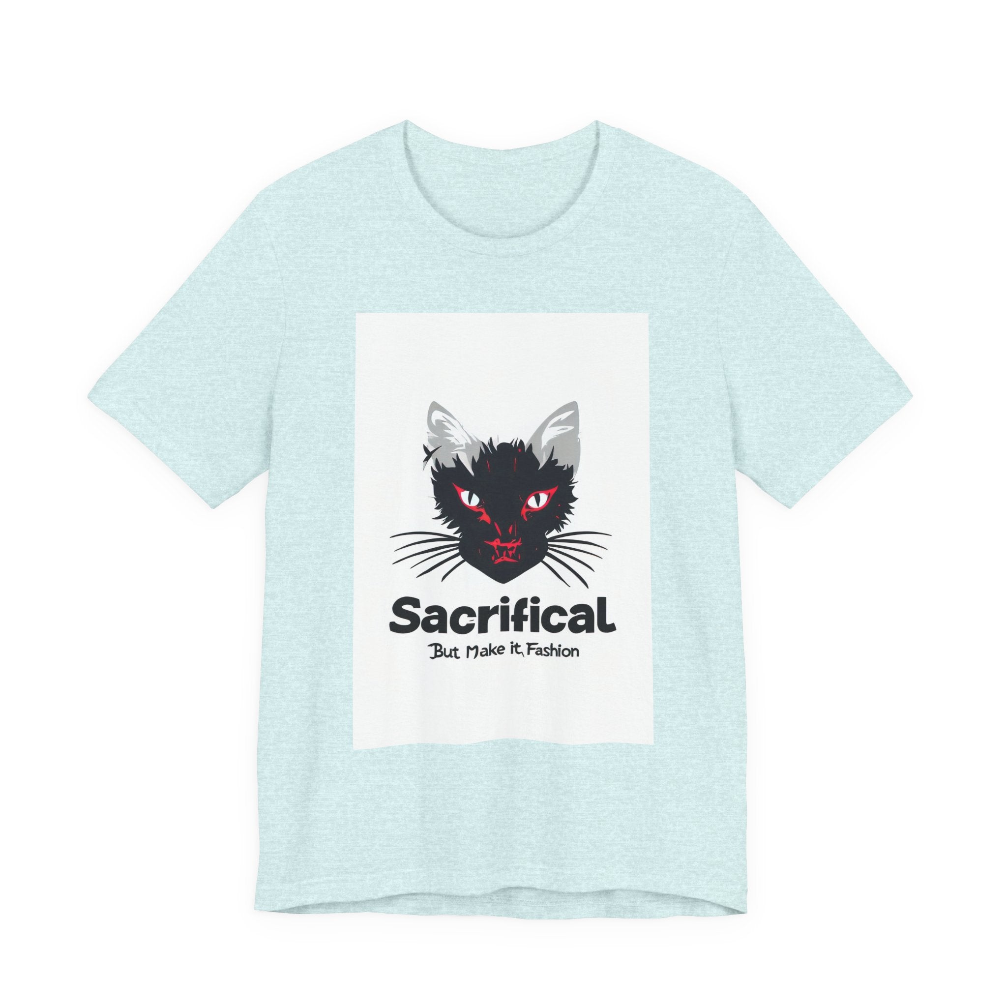 Sacrificial Cat T-Shirt — Red-Eyed Black Cat "Sacrificial" Graphic Tee