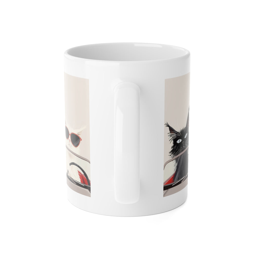 11oz Ceramic Mug — Cool Cats Driving Design (Cat with Sunglasses)