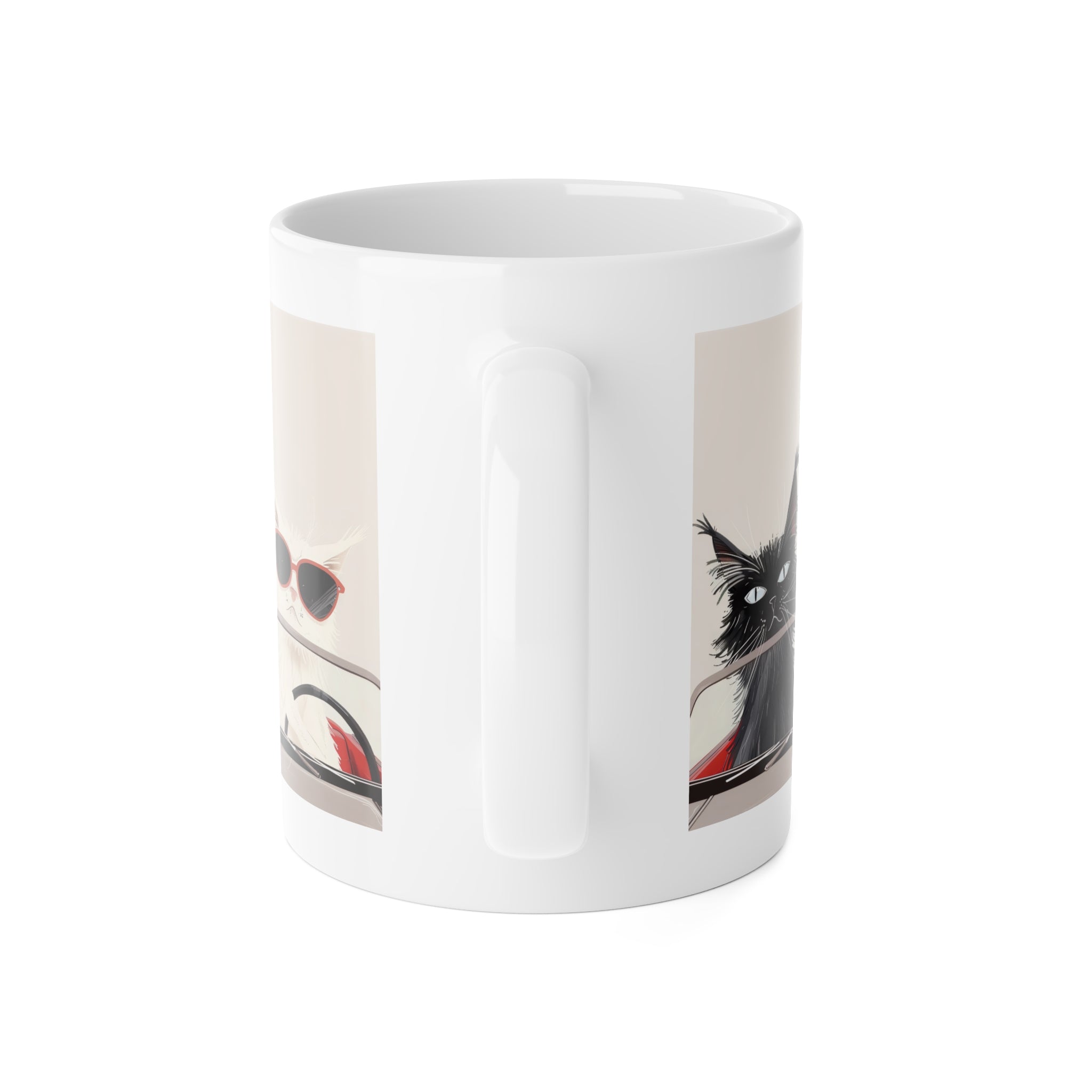 11oz Ceramic Mug — Cool Cats Driving Design (Cat with Sunglasses)