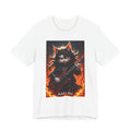 Flaming Rock Cat T‑Shirt — Guitarist Kitty in Flames Graphic Tee