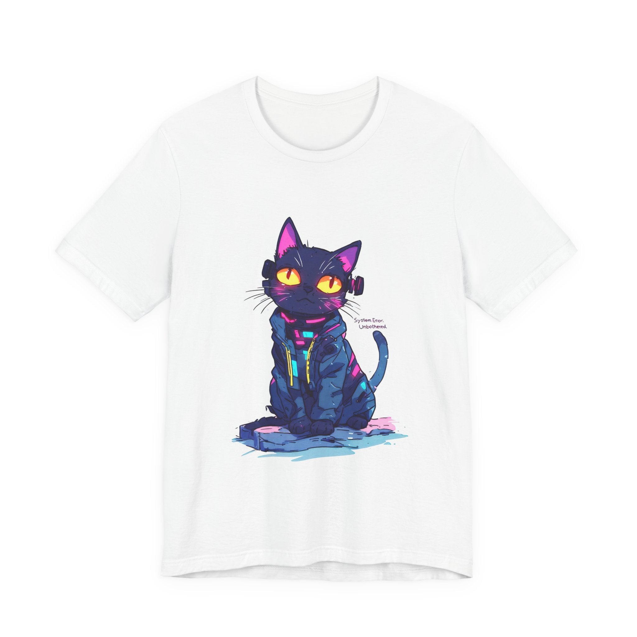 Neon Noir Cat T-Shirt – Colorful Black Kitten Graphic Tee
