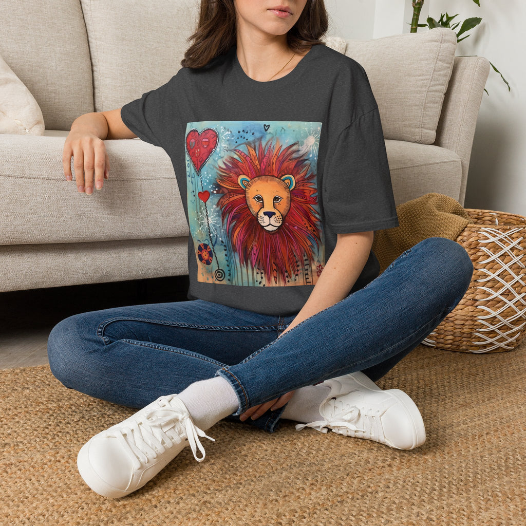 Lion Heart T-Shirt — Colorful Whimsical Lion Illustration Tee