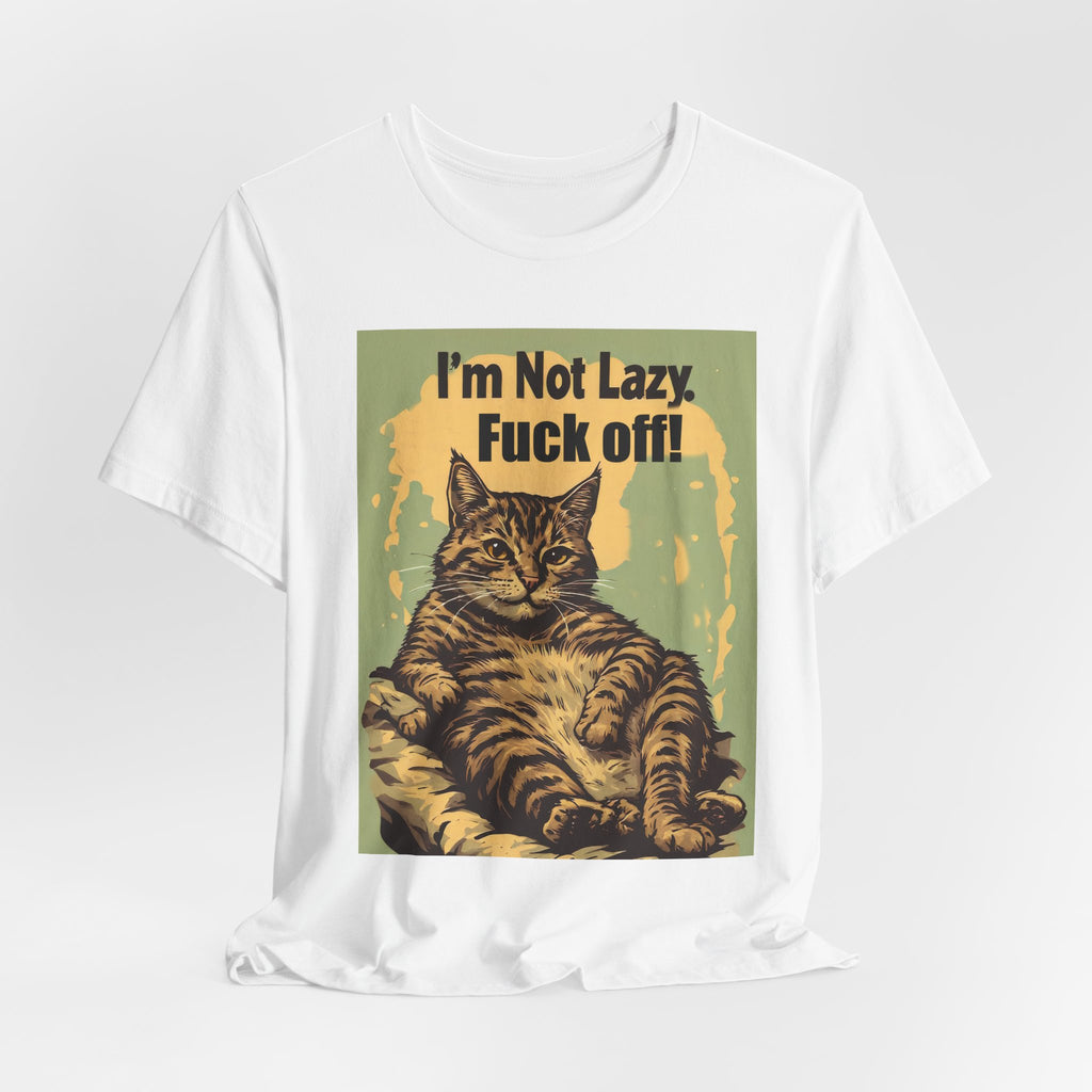 Cat Attitude Tee - “I’m Not Lazy, F**k Off!” Vintage Cat Graphic T-Shirt