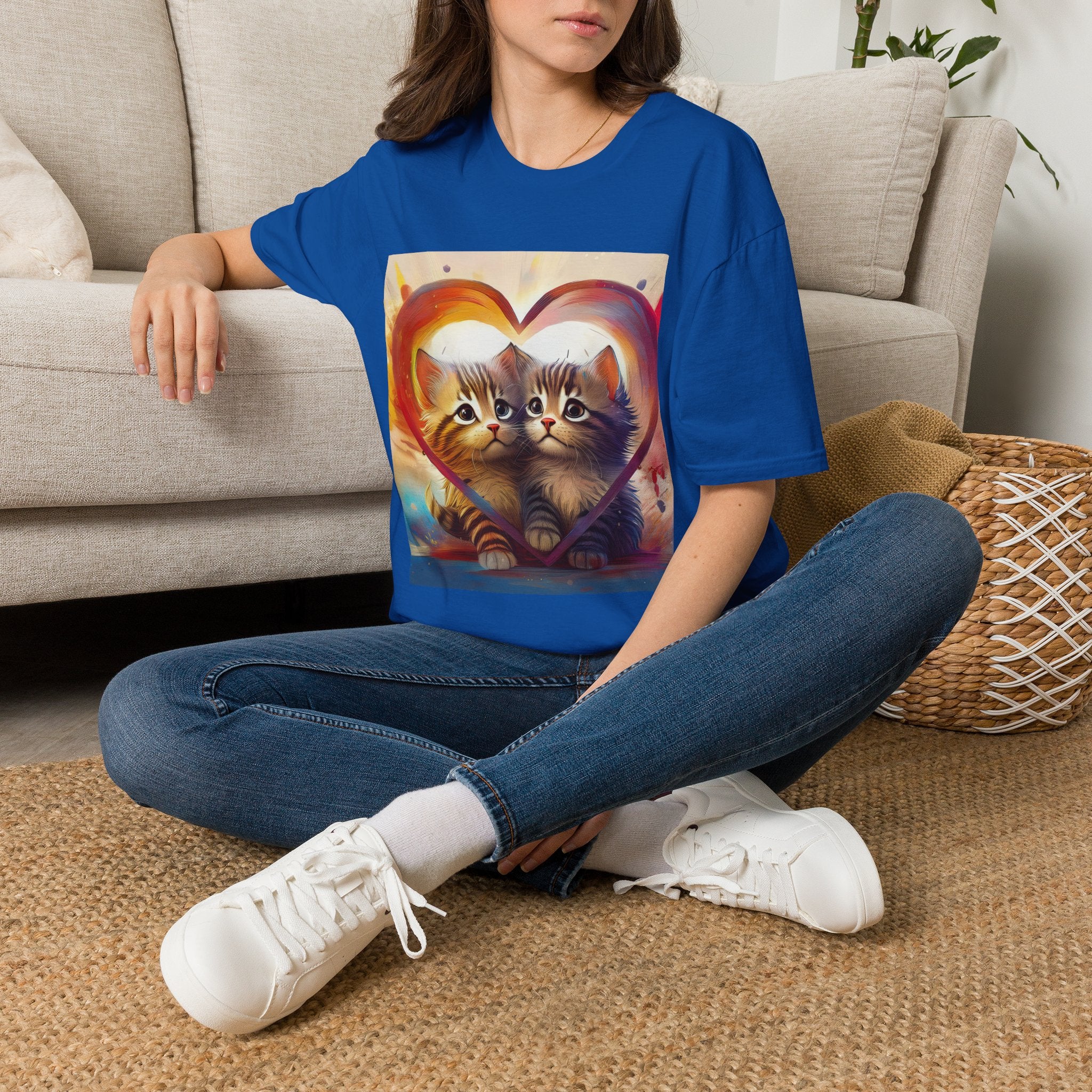 Cute Kittens Heart T-Shirt — Adorable Cat Love Graphic Tee