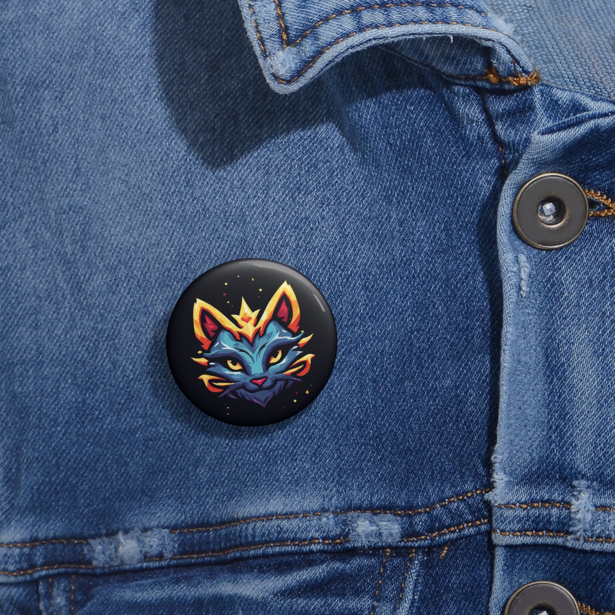 Mystic Fox Pin Button — Colorful Enamel-Style Lapel Badge