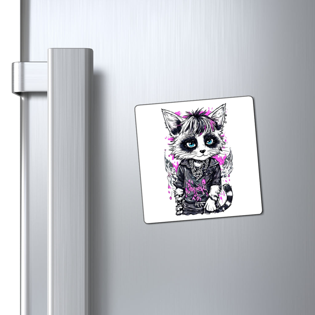 Punk Kitty Magnet — Cute Gothic Cat Fridge Magnet with Pink Accents