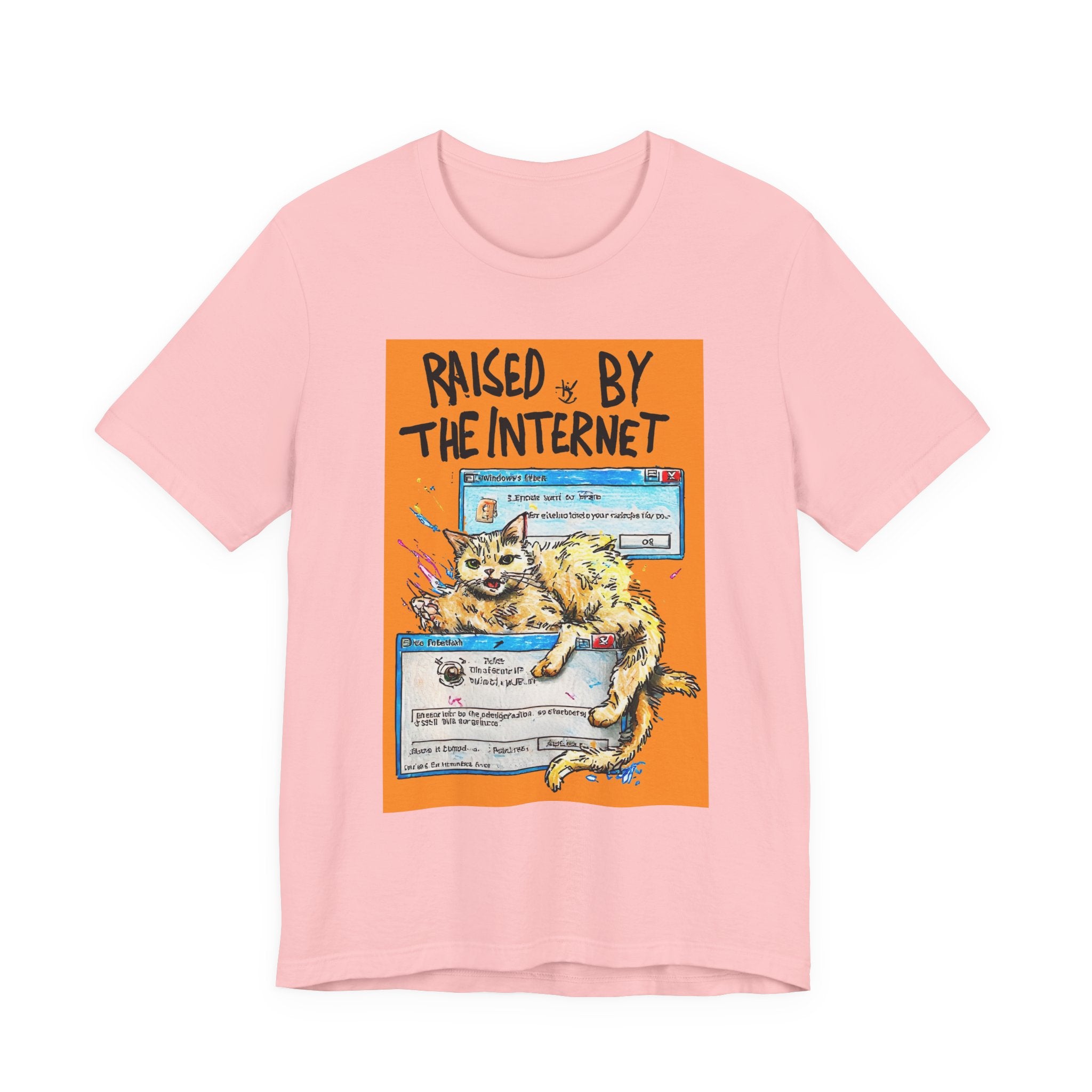 Raised By The Internet Tee — Graphic Cat Vintage Computer T‑Shirt