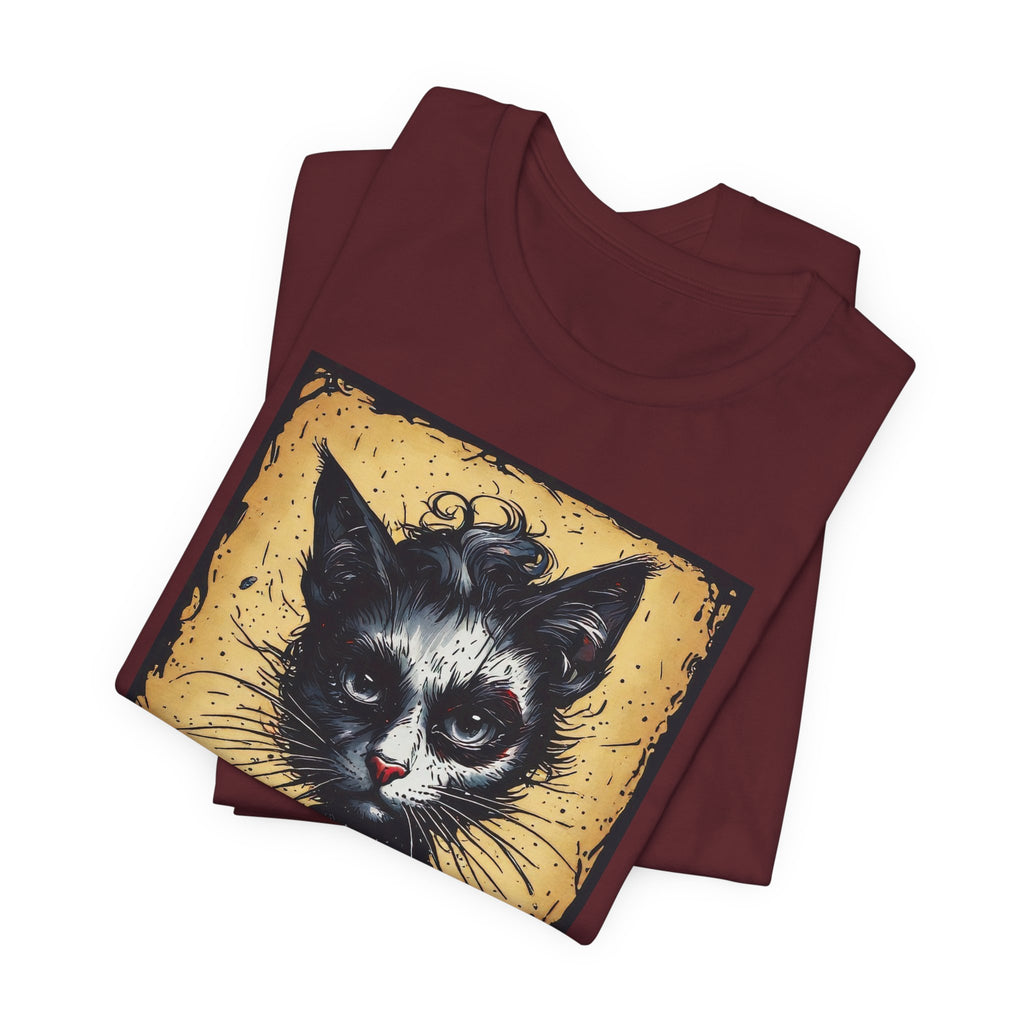 Gothic Portrait Cat T-Shirt – Vintage Dark Kitty Art Tee