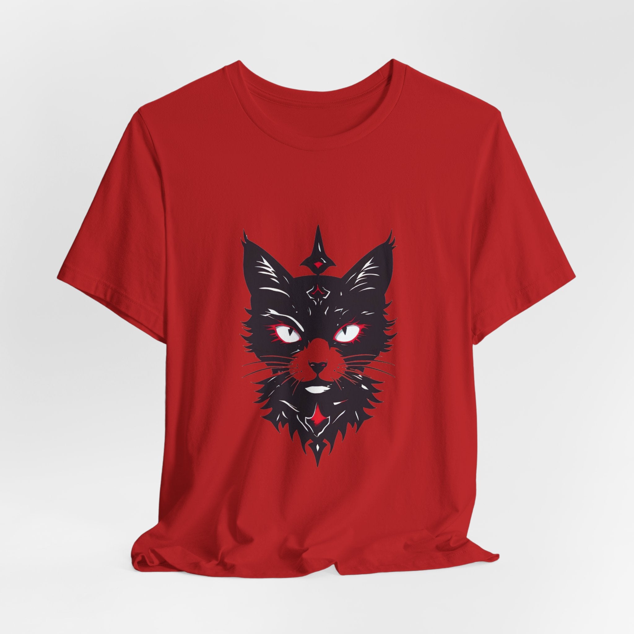 Occult Black Cat Tee — Mystical Cat Head Graphic T-Shirt