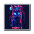 System Error Cat Magnet — Neon Cyberpunk Kitty Refrigerator Sticker
