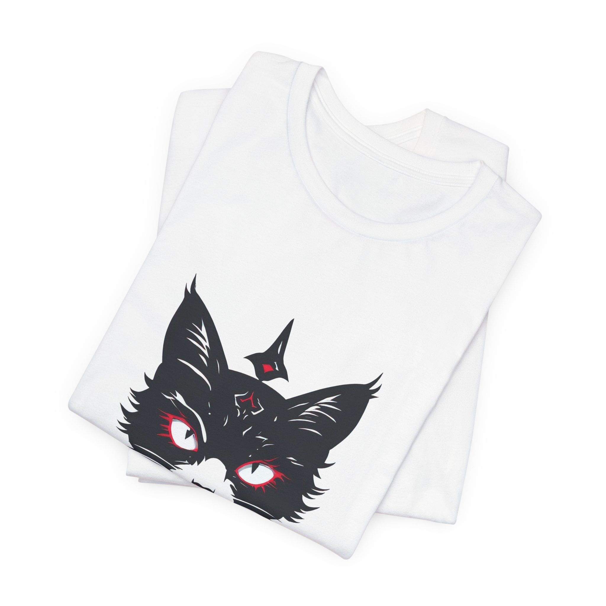 Occult Black Cat Tee — Mystical Cat Head Graphic T-Shirt