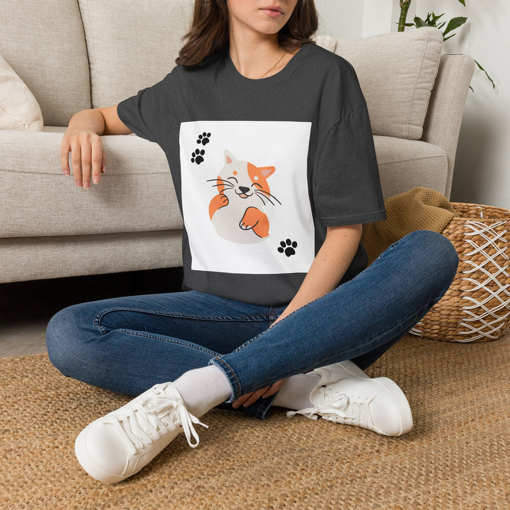 Cute Ginger Cat Paw T-Shirt — Playful Cat Graphic Tee
