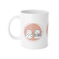 Cat Duo Ceramic Mug — Cute Kawaii Cats on Blush Circle, 11oz Coffee Cup