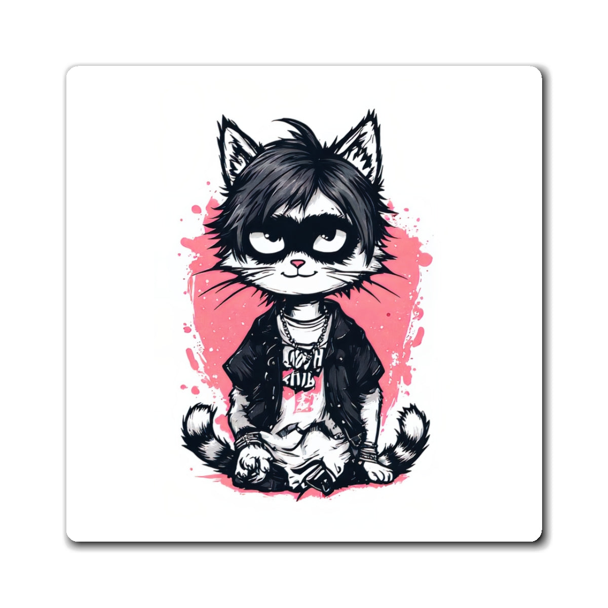 Grunge Punk Cat Magnet — Cute Emo Kitty Fridge Decor