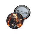 Rock Cat Guitar Pin Button — Flaming Feline Music Badge