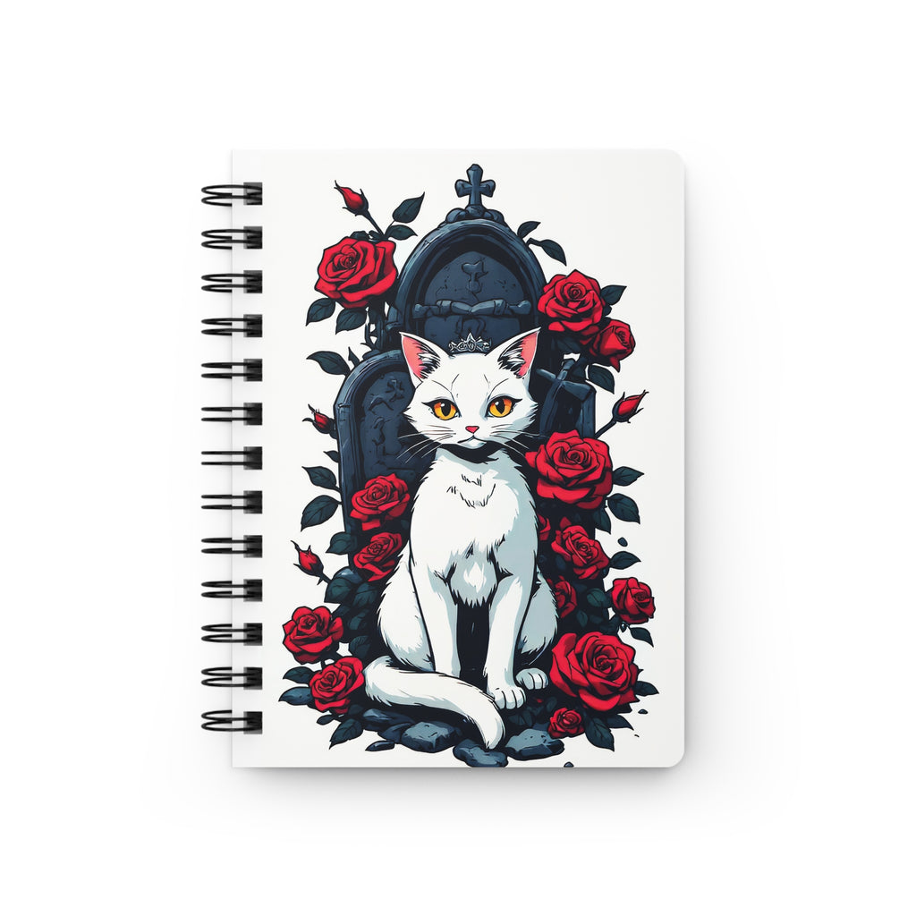 Gothic Cat & Roses Spiral Journal