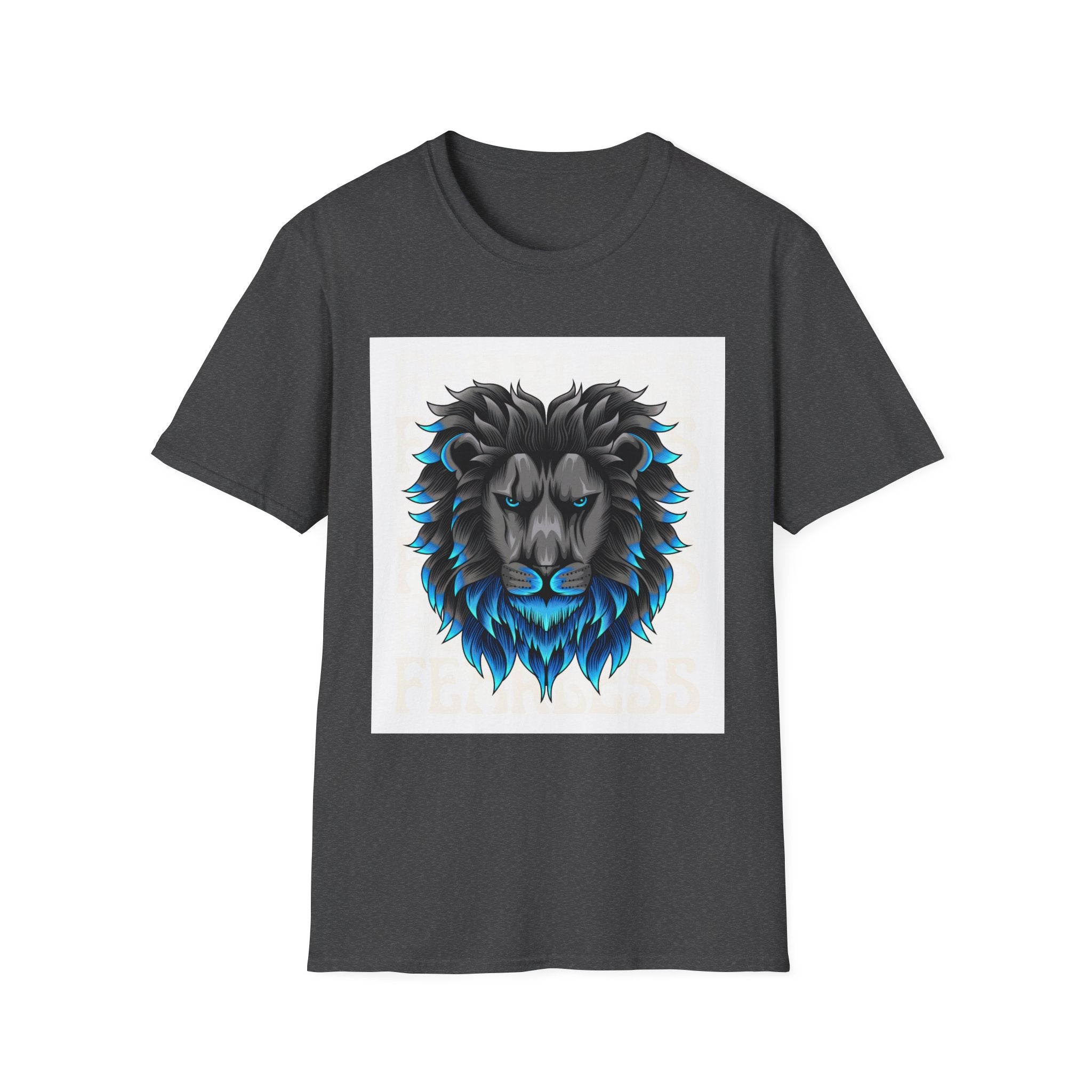 Lion Head T-Shirt — Bold Black & Blue Graphic Tee