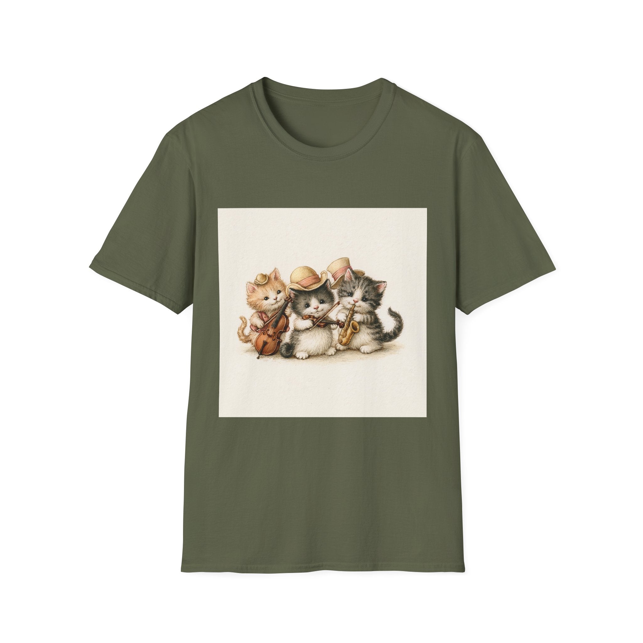 Cute Coffee Cats T‑Shirt — Wide‑Eyed Black & Ginger Kittens Graphic Tee