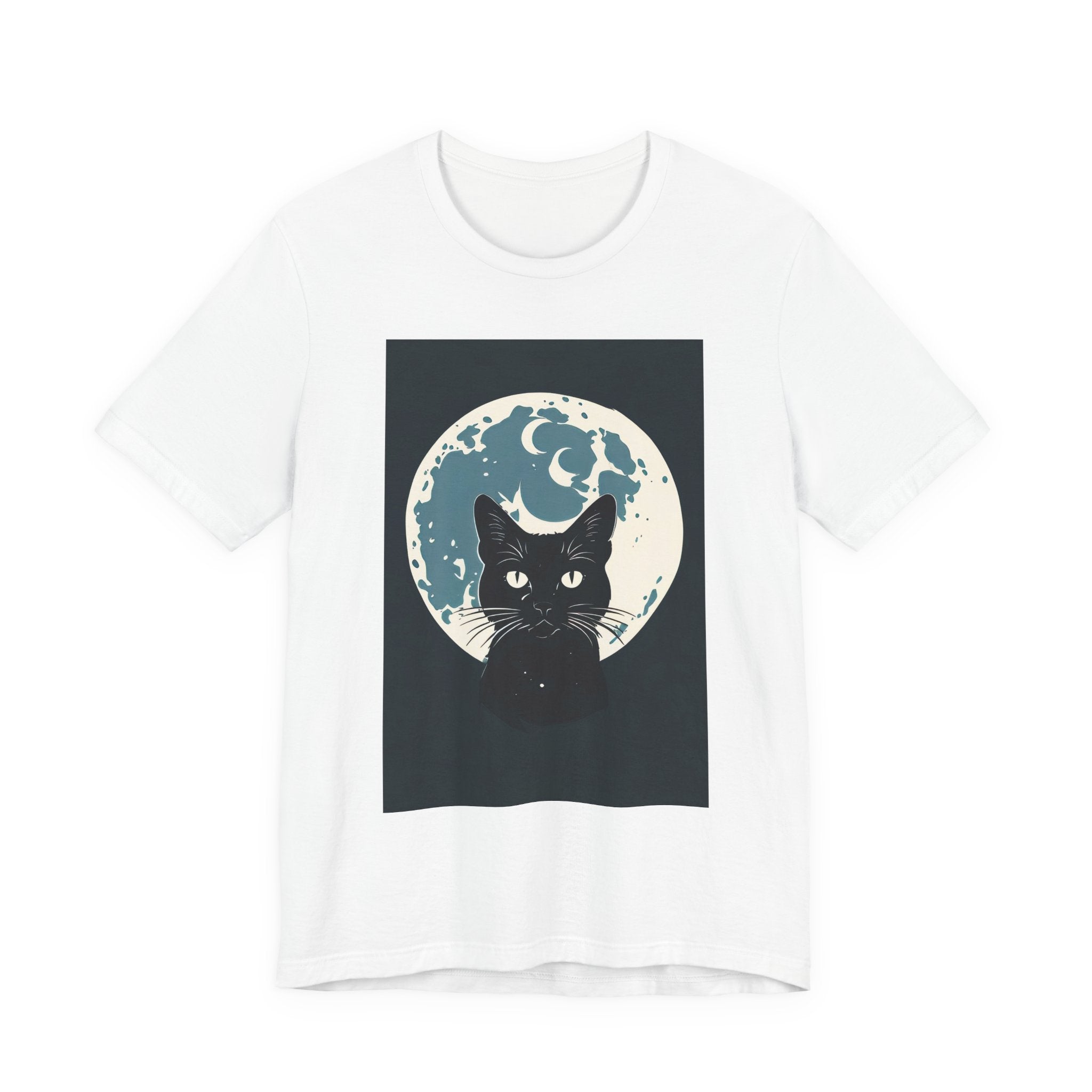 Black Cat Moon Tee — Vintage Crescent Moon Cat Graphic T‑Shirt